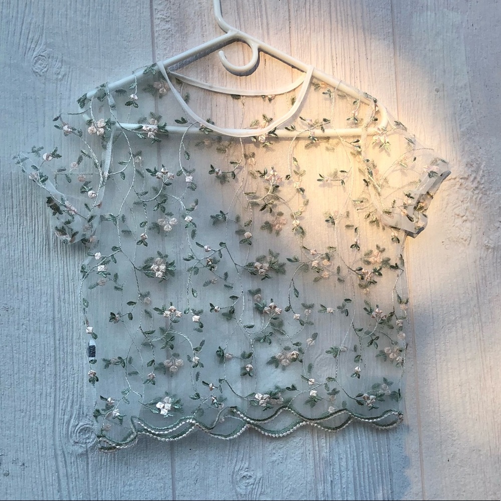 Sheer floral t-shirt